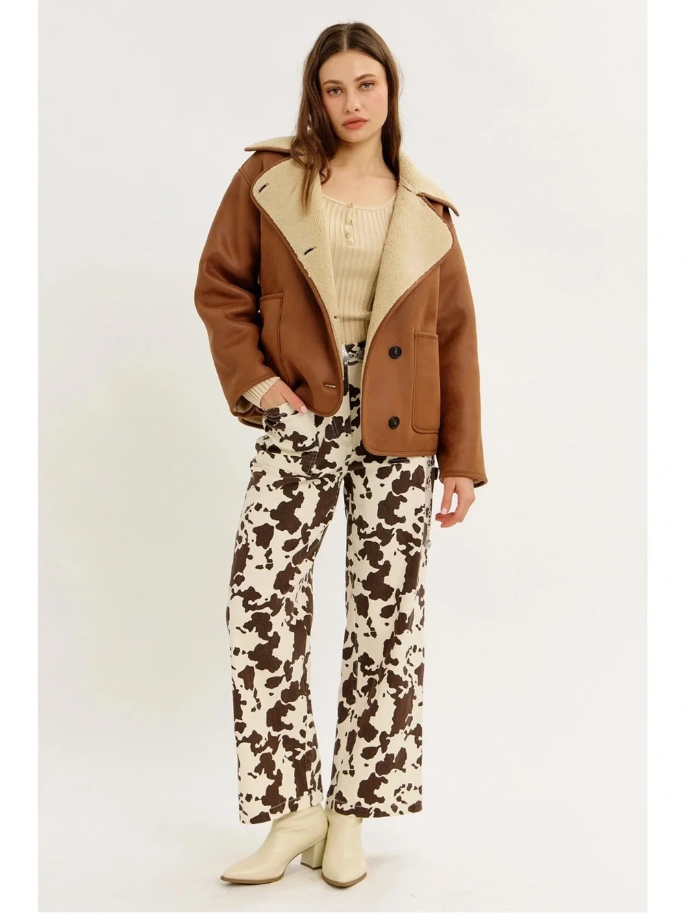NWT Fleece-Lined Faux Suede Jacket